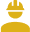 Yellow worker icon with a hard hat